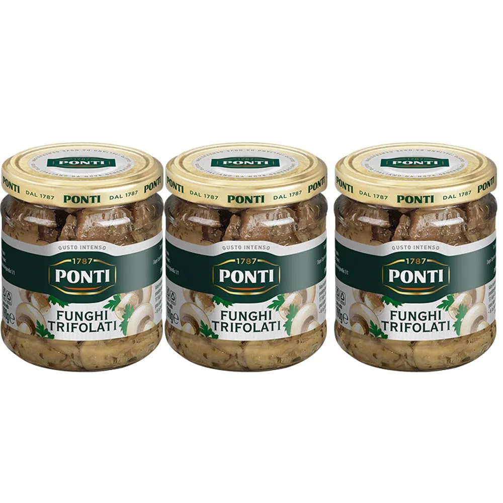 Ponti Funghi Trifolati, Set 3 Vasetti da 190g, Gusto Intenso