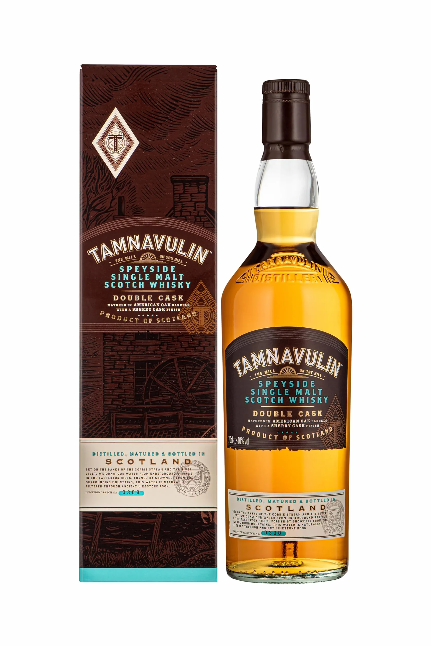 Tamnavulin - Double Cask, Single Malt Scotch Whisky Scozzese, con Maturazione Finale in Botti di Sherry, Astucciato, 40%, Bottiglia in Vetro da 700 ml