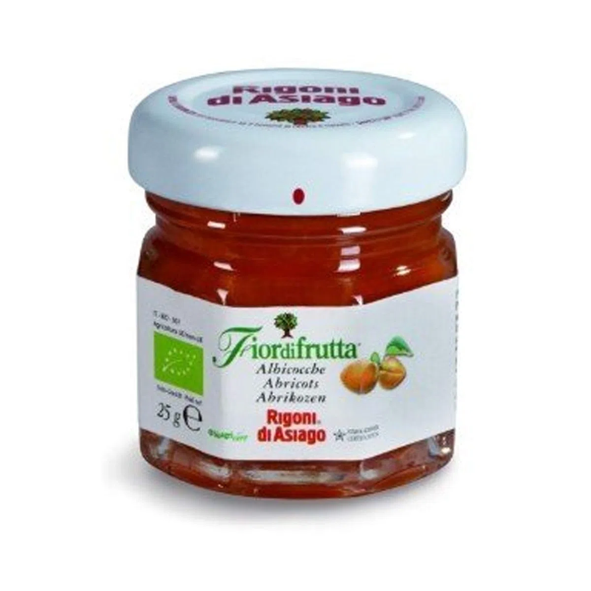 24 MINI VASETTI CONFETTURA RIGONI DI ASIAGO ALBICOCCHE 25 gr MONODOSE FIORDIFRUTTA