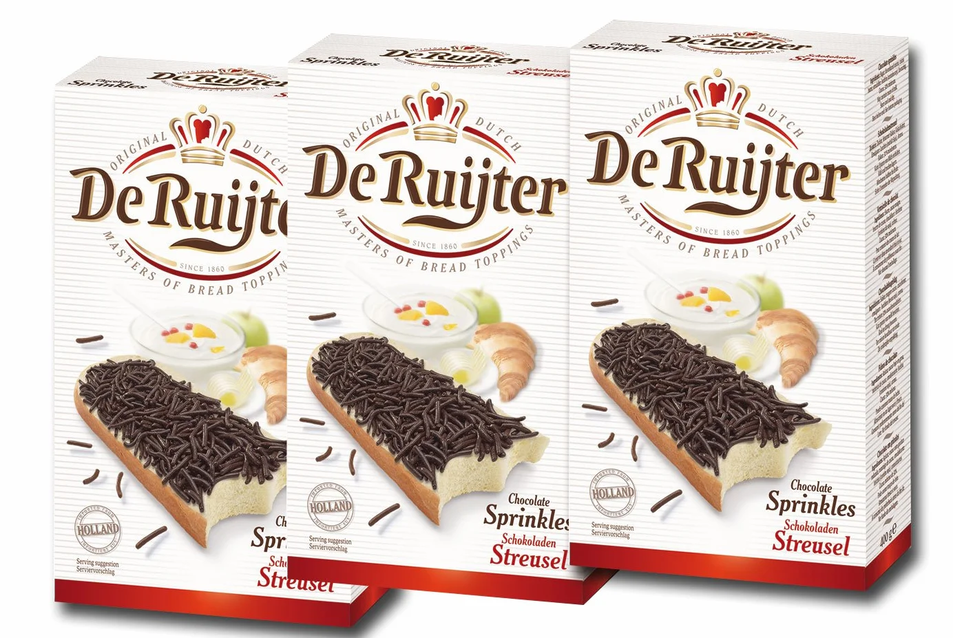 De Ruijter Chocoladehagel Puur - 3 confezioni di codette per dolci al cioccolato fondente, 400 g