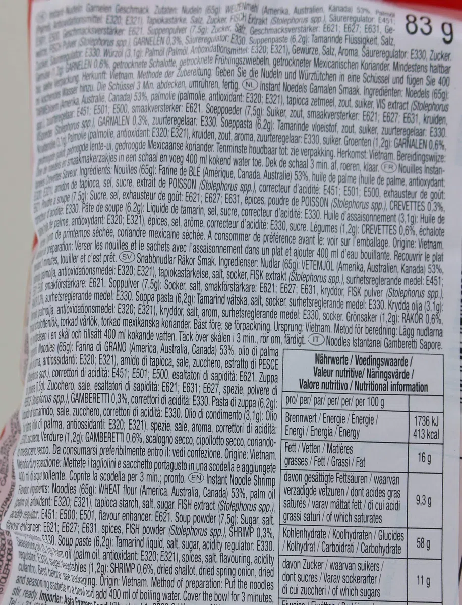 ACE+ Mi Lau Thai Instant Noodle Gamberetti 30X83 Grammo - 2490 g