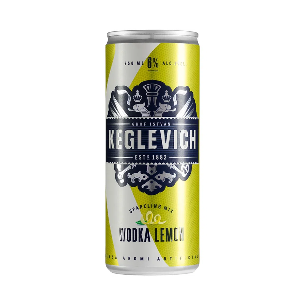 Keglevich, Vodka al limone pronta da gustare, senza aromi artificiali, 6% vol - 12 lattine da 250 ml (totale 3 litri)