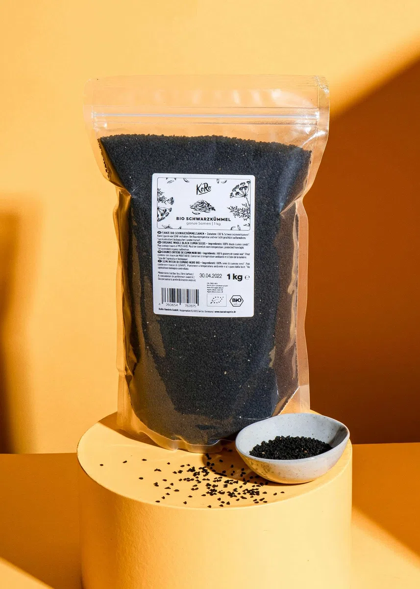 KoRo - Semi di cumino nero bio 1 kg - semi interi - qualità biologica controllata - senza aromi artificiali né conservanti - ad alto contenuto di fibre