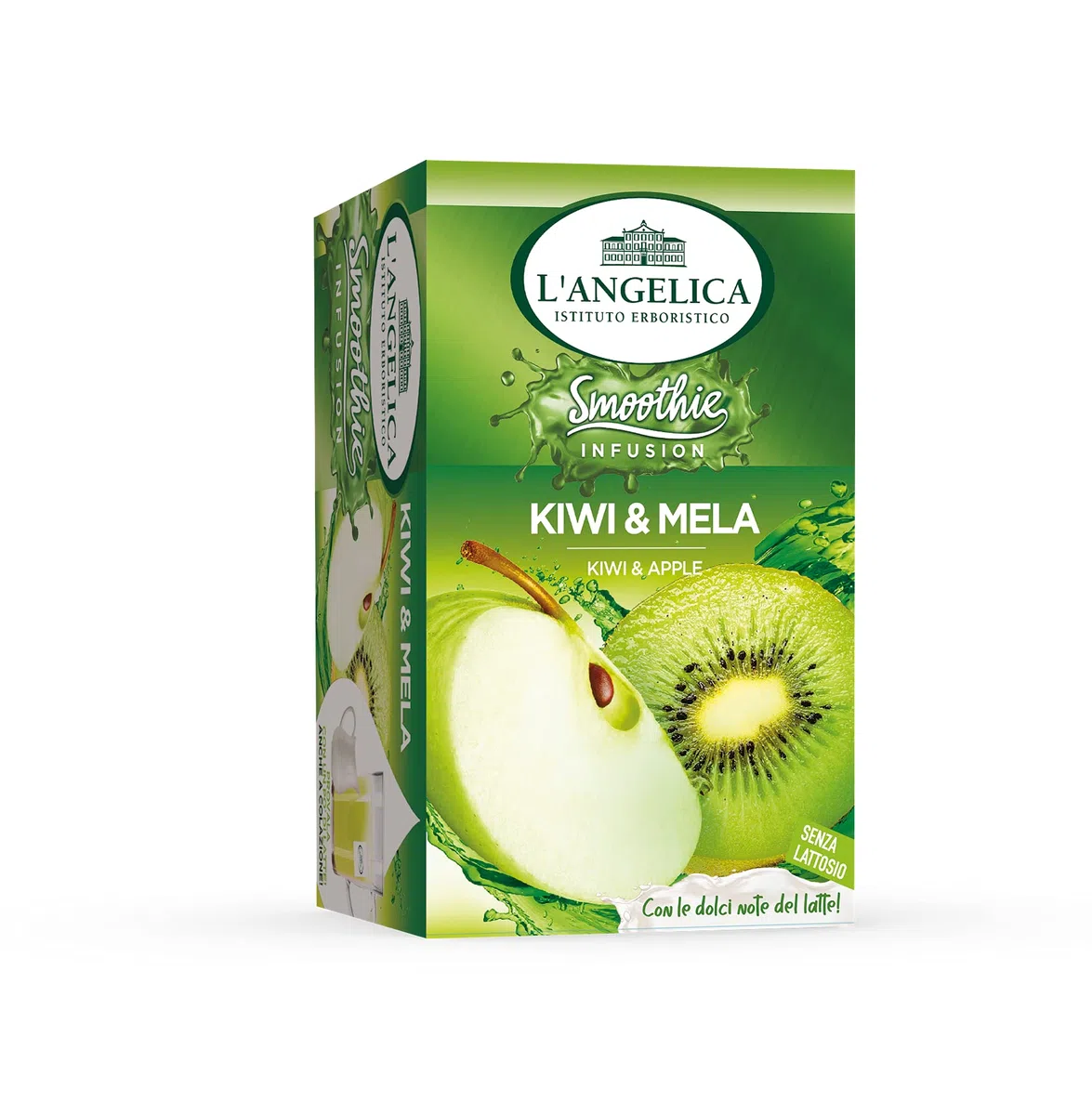 L'Angelica, Infuso Smoothie Kiwi e Mela, Infuso al Gusto Kiwi e Mela con Base Latte, Mix di Aromi per una Pausa di Dolce Relax, Zero Calorie e Senza Lattosio