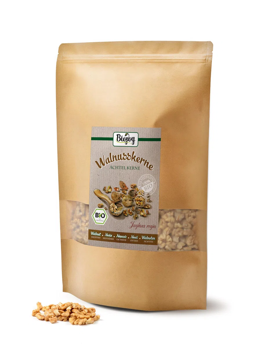 Biojoy Noci Sgusciate Biologiche (1 kg ottavi noci), crude, non salate (Juglans regia)