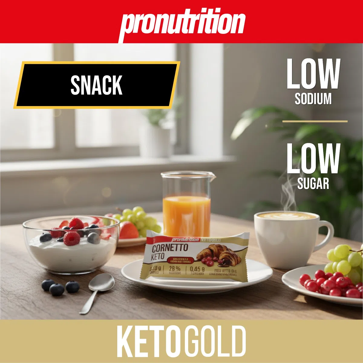 ProNutrition Cornetto keto multicereali (50 gr, Cioccolato e mirtilli) – Brioche keto sfogliata senza zuccheri aggiunti con 3,50 gr di carboidrati – Ideale per colazione o spuntini – Made in Italy