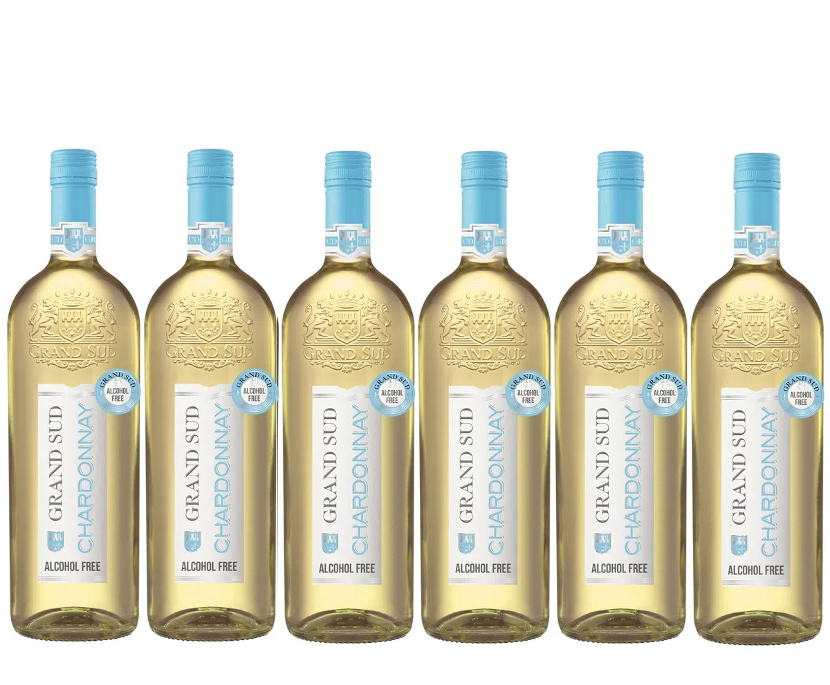 Grand Sud – Vino Bianco Analcolico, Chardonnay Fresco e Morbido (6 x 1 L)