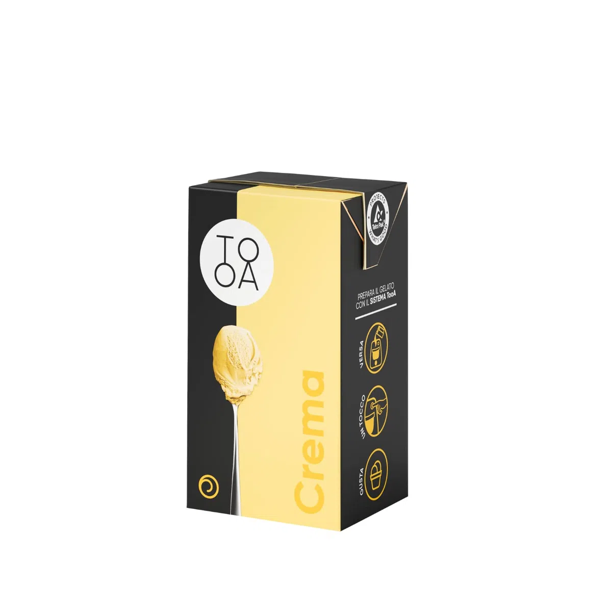 TooA Gelato alla Crema, 10 Astucci da 2 Brik Monoporzione (Totale 20 Brik), Pronto in Pochi Minuti, Preparato per Gelatiera TooA, Gelato Italiano 100% Naturale Senza Conservanti e Senza Glutine