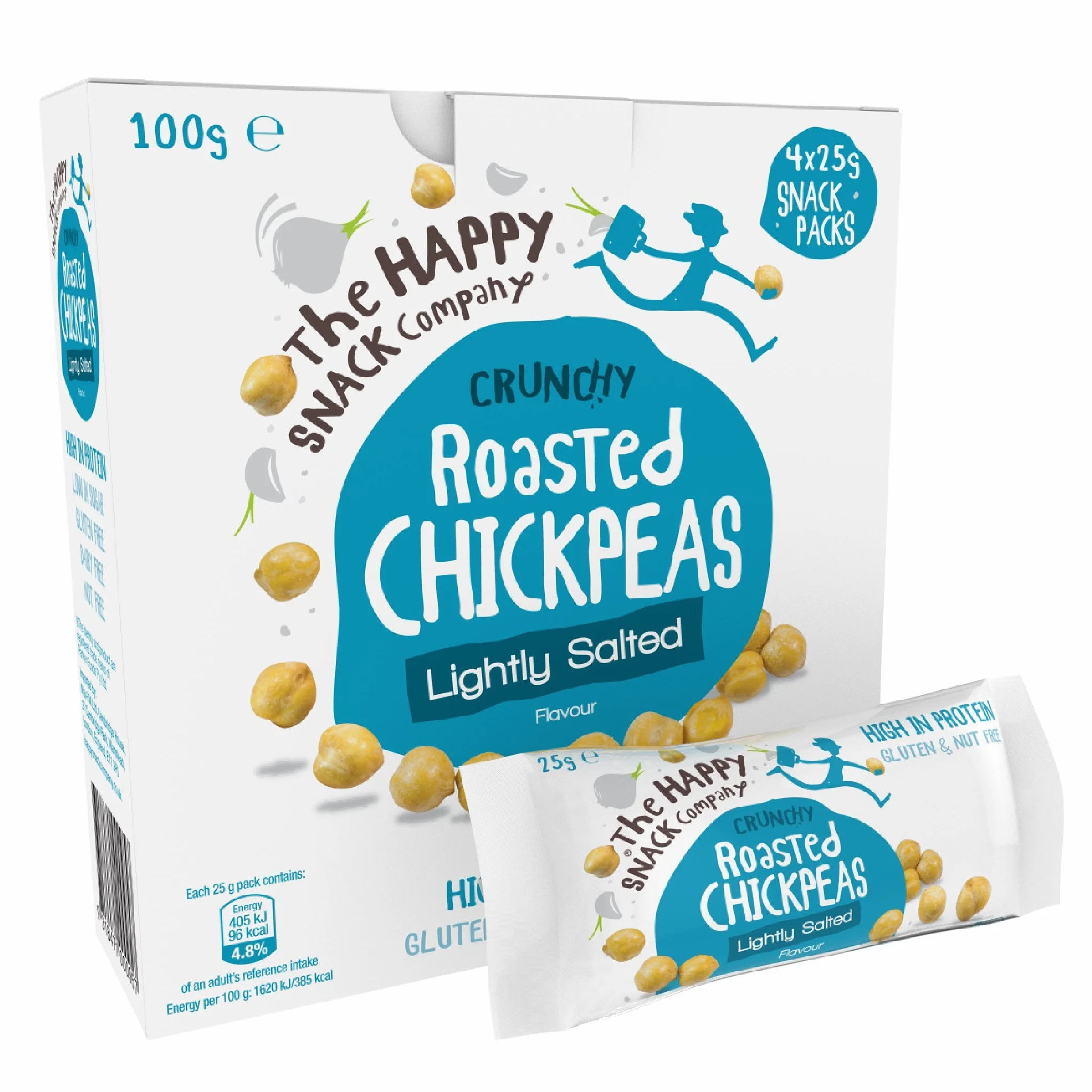 The Happy Snack Company Ceci arrostiti, sapore leggermente salato, spuntino sani, ad alto contenuto proteico, senza glutine, vegani, 96 calorie, 25 g, confezione da 20