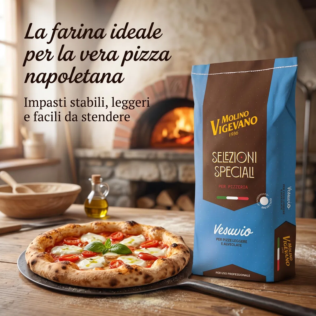 Molino Vigevano | Vesuvio Farina 0 Ideale per Pizza e Preparazioni a Media Lievitazione e Pizza Napoletana Contemporanea (10 kg)