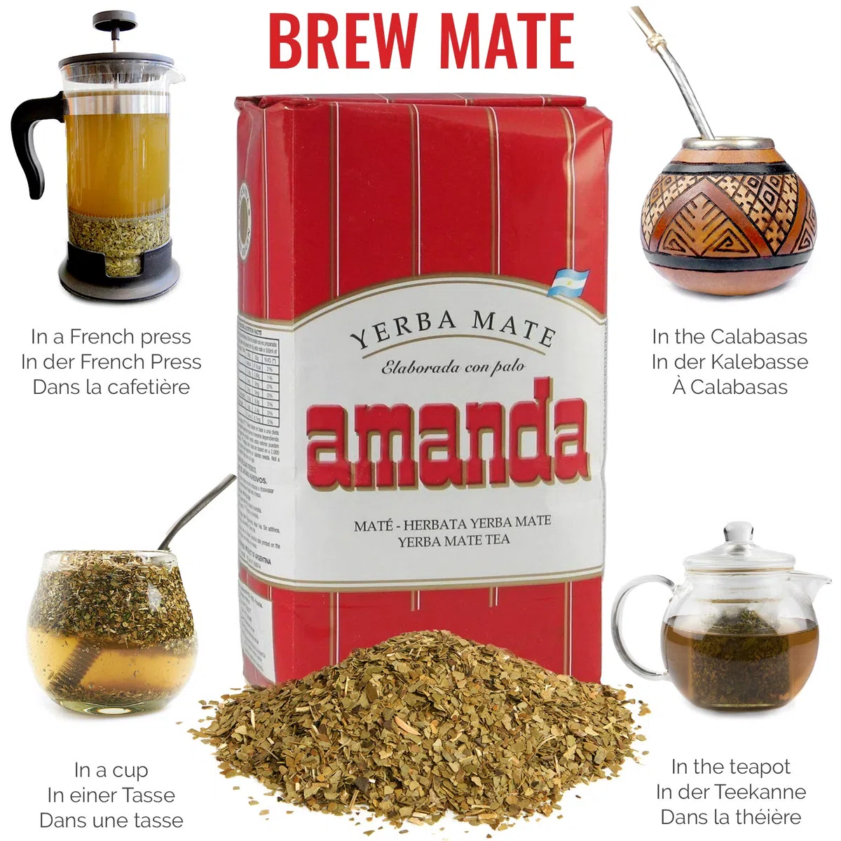 Amanda Yerba Mate Tè Tradizionale 3kg | Set Mate Argentino | Bevanda disintossicante ed energetica