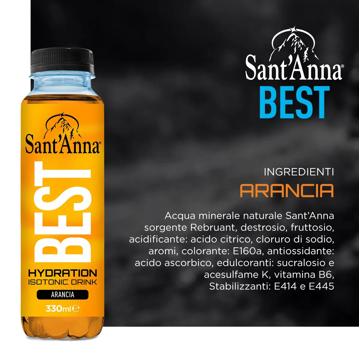 Sant’Anna BEST all'Arancia in bottiglie da 330 ml | Bevanda isotonica idratante per sportivi non gassata | Senza glutine con Vitamina B6
