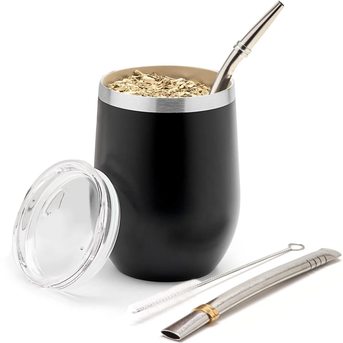 BALIBETOV Mate Argentino - Set Yerba Mate (Tazza Mate) - Acciaio Inossidabile 18/8 a Doppia Parete - Include Due Bombilla Mate e Una Spazzola per la Pulizia - Set Mate Argentino Autentico