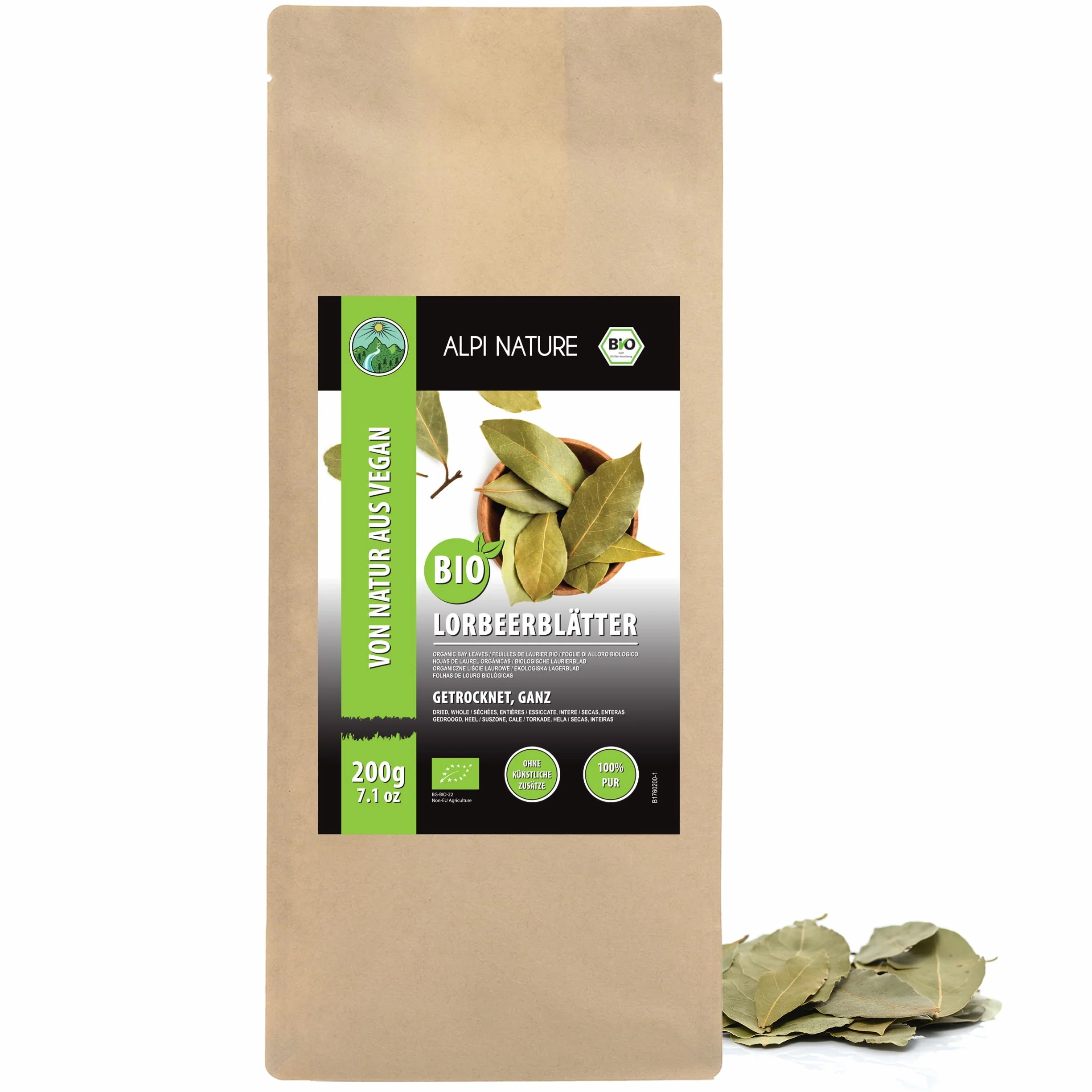 Alpi Nature Foglie di Alloro BIO 200g, Foglie Intere Essiccate, Spezia di Alloro per Cucina