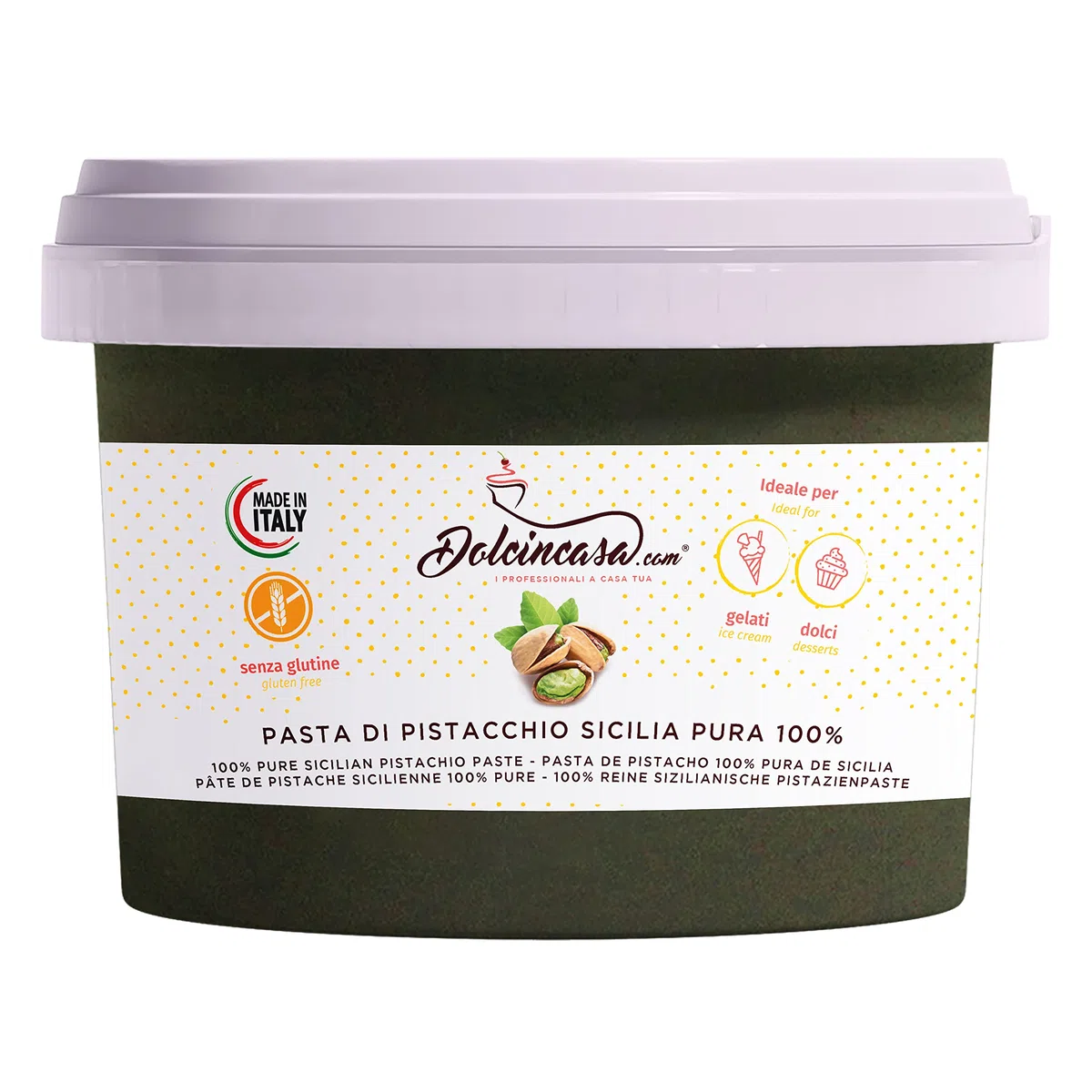 Dolcincasa-com Pasta di Pistacchio Sicilia Pura 100% per Gelati e Pasticceria prodotto a Bronte, 250g