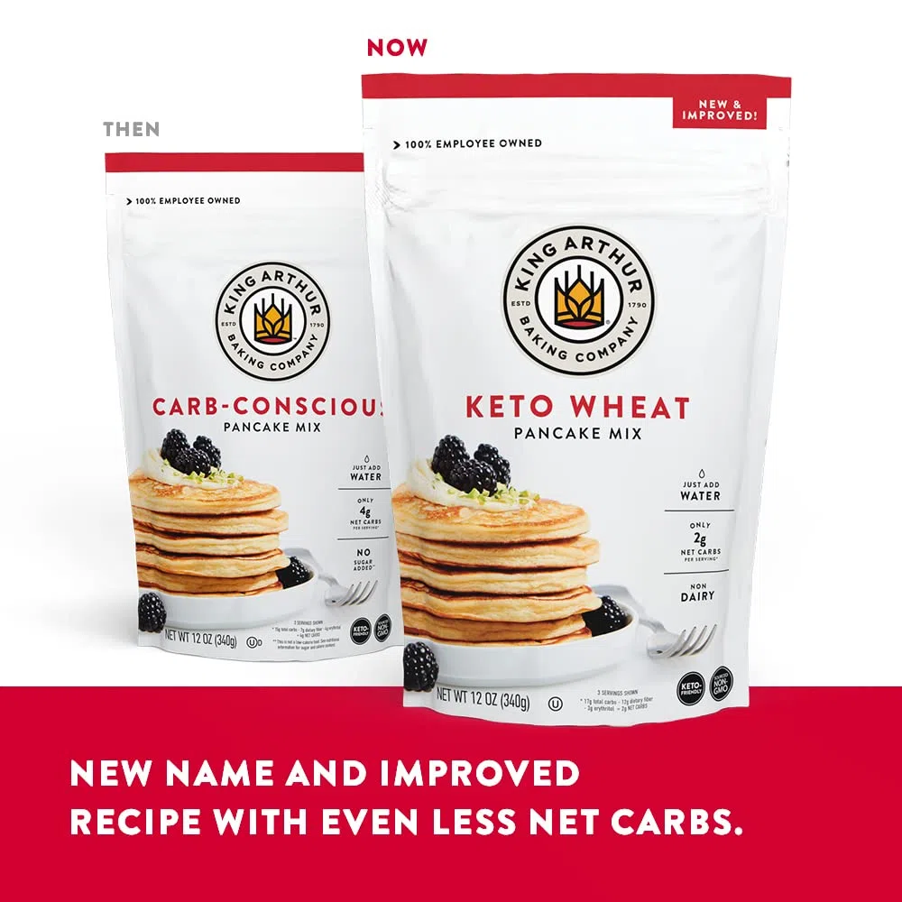 King Arthur, Mix per pancake cheto consapevole dei carboidrati, non OGM di provenienza, Kosher certificato, Keto Friendly, 12 once