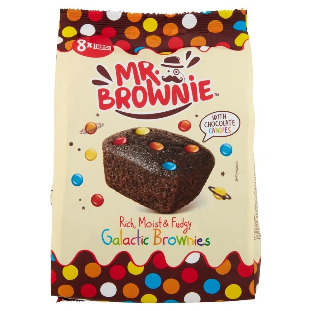 Mr. Brownie Brownies Tortine al Cioccolato con Confetti Colorati di Cioccolato a Latte 200g [CAIYA® BOX da 6 Confezioni]
