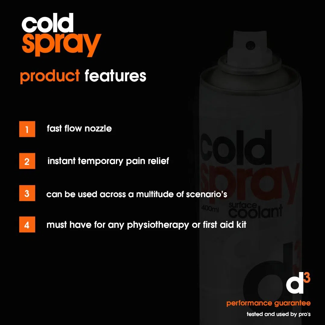d3 [Ghiaccio Spray 400 Ml] Spray Refrigerante Per Contusioni, Distorsioni, Colpi E Dolori Muscolari | Sollievo Rapido | Uso Esterno | Pronto Soccorso Sport | Bomboletta Pressurizzata (6 bombolette)