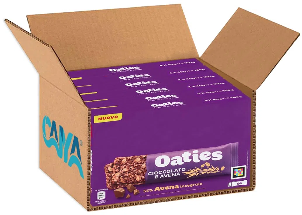 Barrette Croccanti Oaties di Avena Integrale con Pezzi di Cioccolato, Confezione Viola, 160g [BOX con 6 Confezioni]