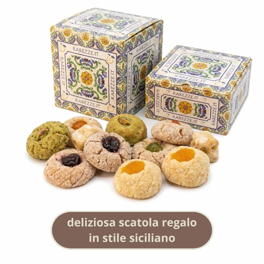 RAREZZE | Biscotti di Pasta di Mandorla Siciliana al MANDARINO | Deliziosa confezione regalo (gr.400) | Dolci tipici di Sicilia | Preparazione artigianale