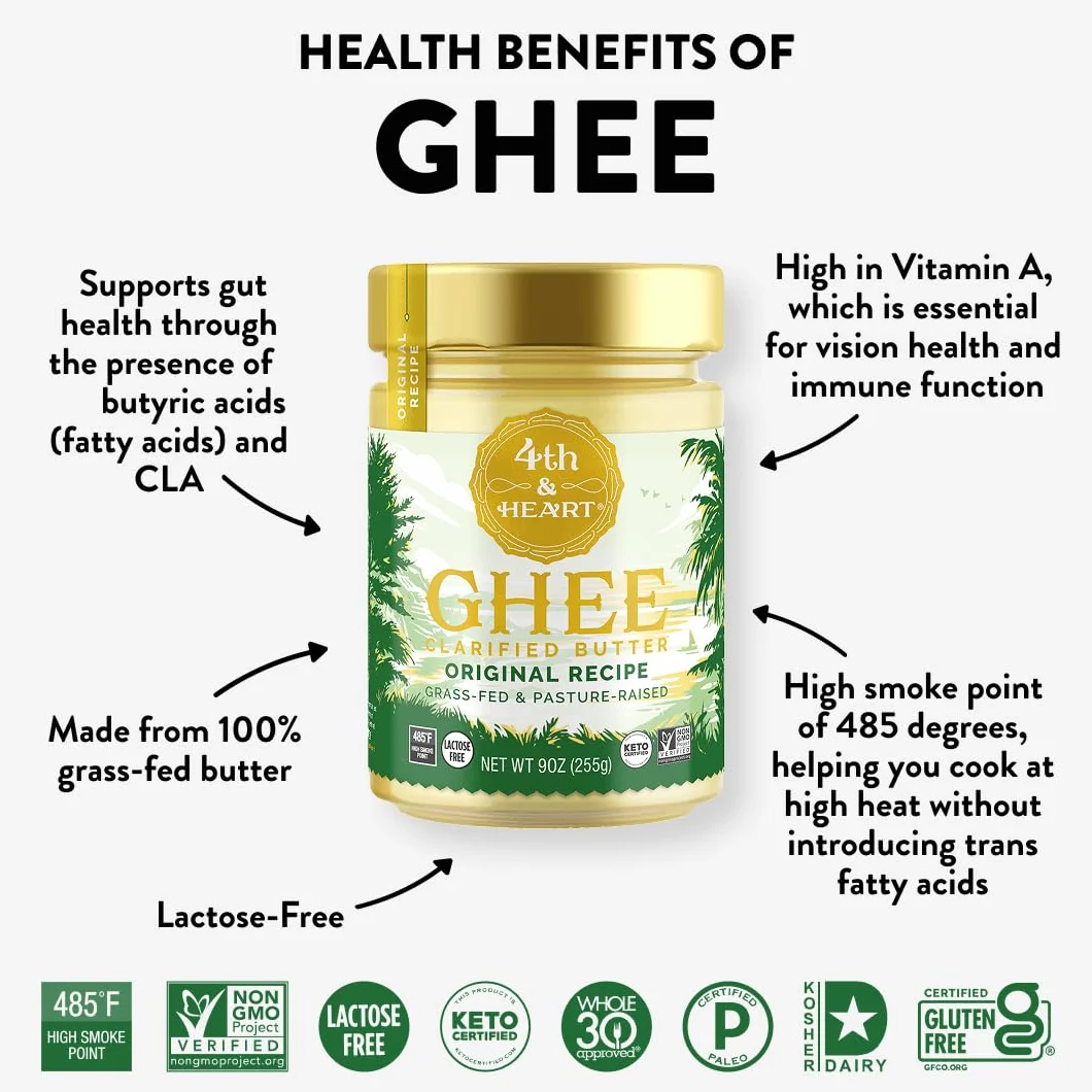 4th & Heart Spray da cucina Ghee, olio spray antiaderente realizzato con burro chiarificato al pascolo, senza lattosio, 141,7 g