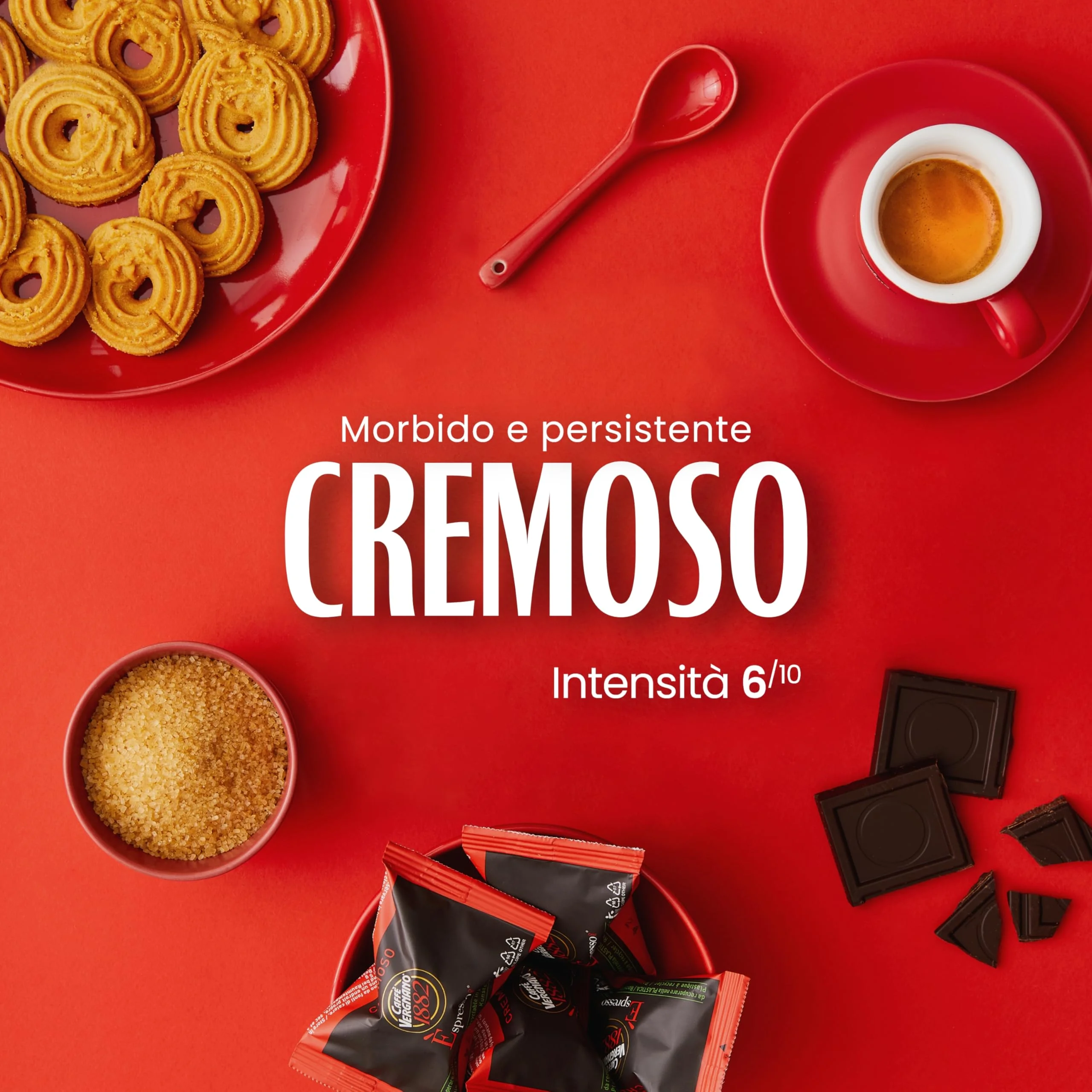 Caffè Vergnano 1882 - 100 Capsule - Caffè Compostabili e Compatibili con Nespresso, Cremoso - Pack da 100 capsule