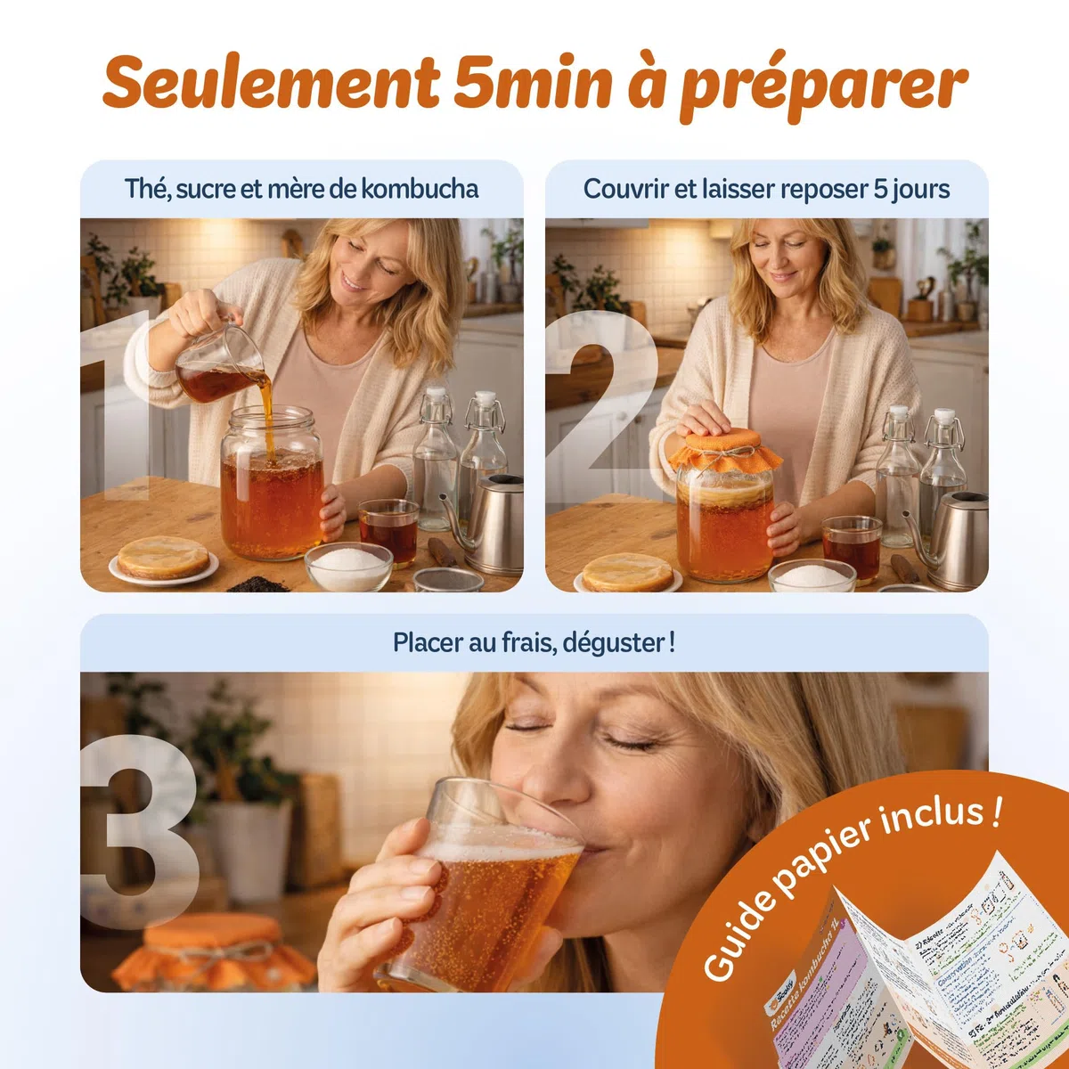 BIO Scoby di kombucha - Fresco - Riutilizzabile - Starter incluso - Controllato - Ricetta completa inclusa