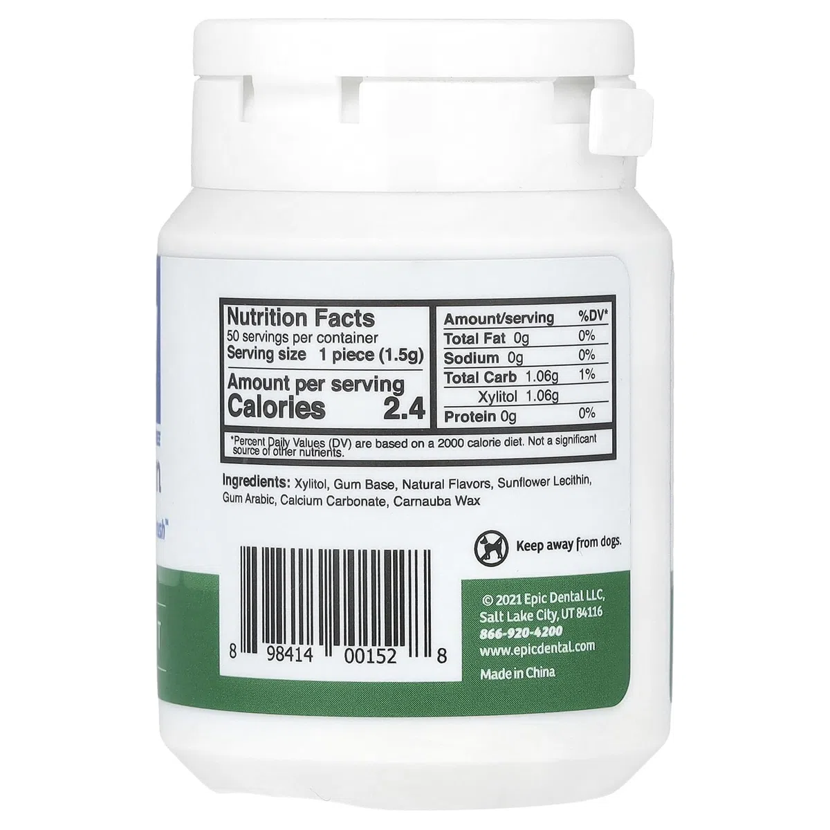 Epic Dental - xilitolo zuccherato Gum Spearmint - 50 pezzo/i