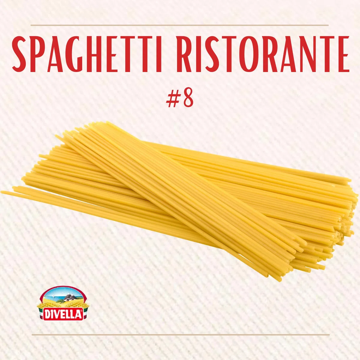 Divella Pasta per spaghetti n. 8, 16 once (confezione da 20) - Autentica pasta italiana fatta con semola di grano duro, consistenza perfetta "Al Dente" per ogni piatto