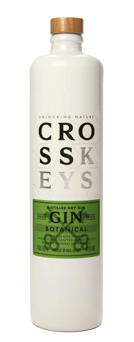 Cross Keys Gin Botanical - Gin botanico distillato artigianalmente con camomilla, fiori di tiglio e rosmarino - 41% vol. Bottiglia di argilla da 70 cl (700 ml / 0,7 litri).