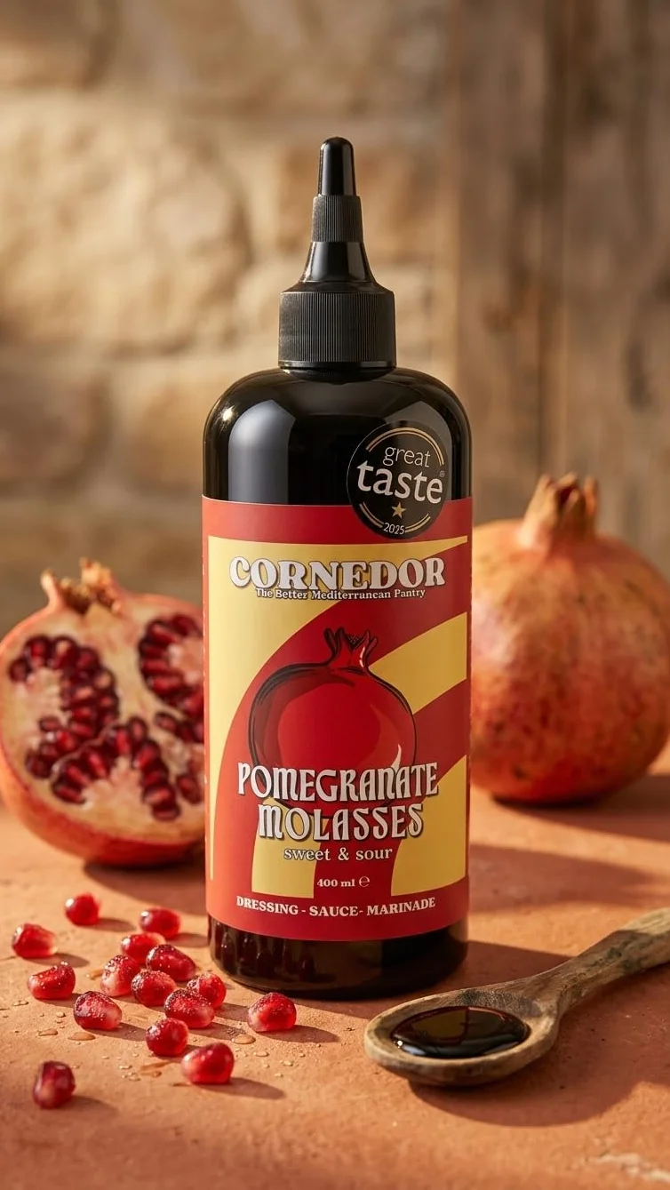 CORNEDOR - Melassa di melograno | 400 ml | Sciroppo, condimento, salsa, marinata, | agrodolce | 100% melograno, senza zuccheri aggiunti, senza additivi