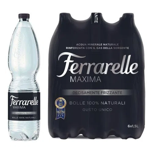 Ferrarelle Maxima Acqua Minerale Naturale Frizzante, Confezione da 6, 18 o 36 Bottiglie, 1,5 L (18 Bottiglie)