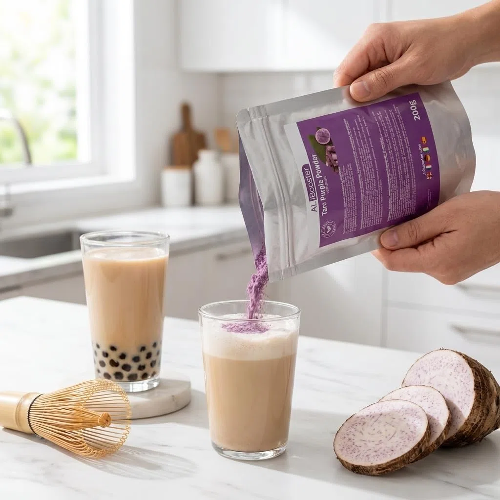 Polvere di taro viola 200 g - 100% pura - Per bubble tea, tè al latte, frullati, pasticceria - Colore viola naturale - Confezione richiudibile