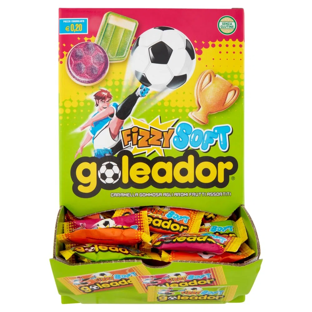 Goleador Fizzy Soft, Caramelle Gommose, Sour, Gusti Assortiti, Confezione da 180 Monopezzi con 3 forme diverse, da Condividere con Amici o con Chi Vuoi