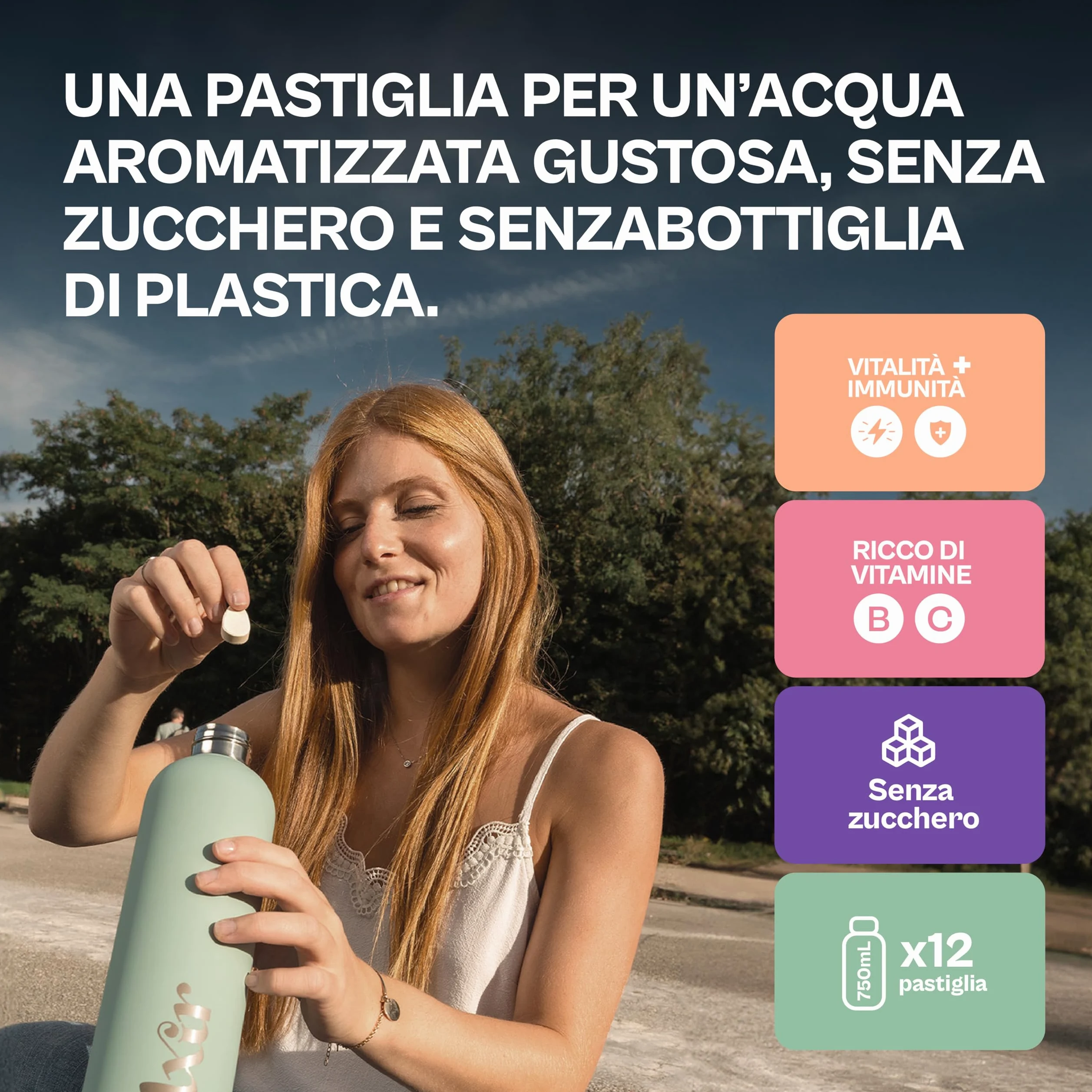 LXIR DRINK – Pastiglia aromatizzata senza zucchero – Bevanda multivitaminica – Ricca di vitamine C e B – Idratazione quotidiana – Bellezza della pelle (Limone x3)