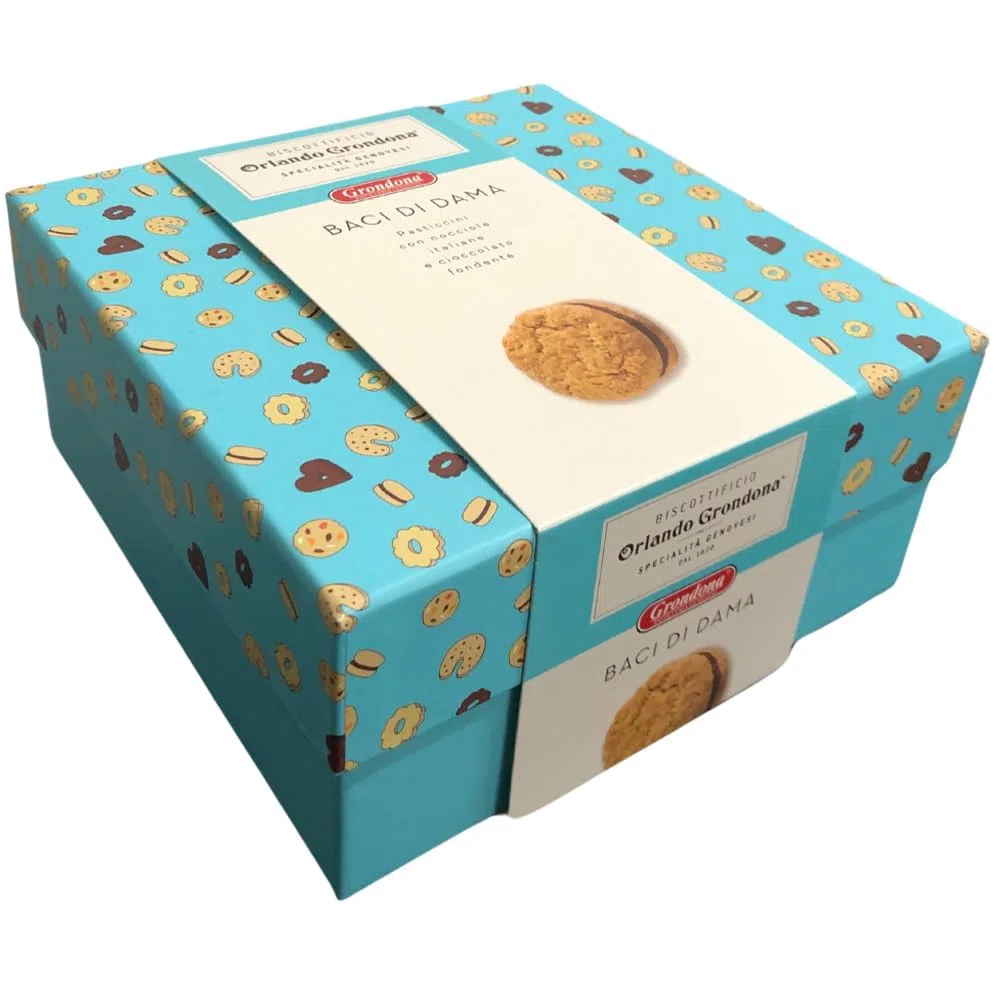 Grondona Baci Di Dama Pasticcini con Nocciole Italiane e Cioccolato Fondente Confezione Regalo da 360gr