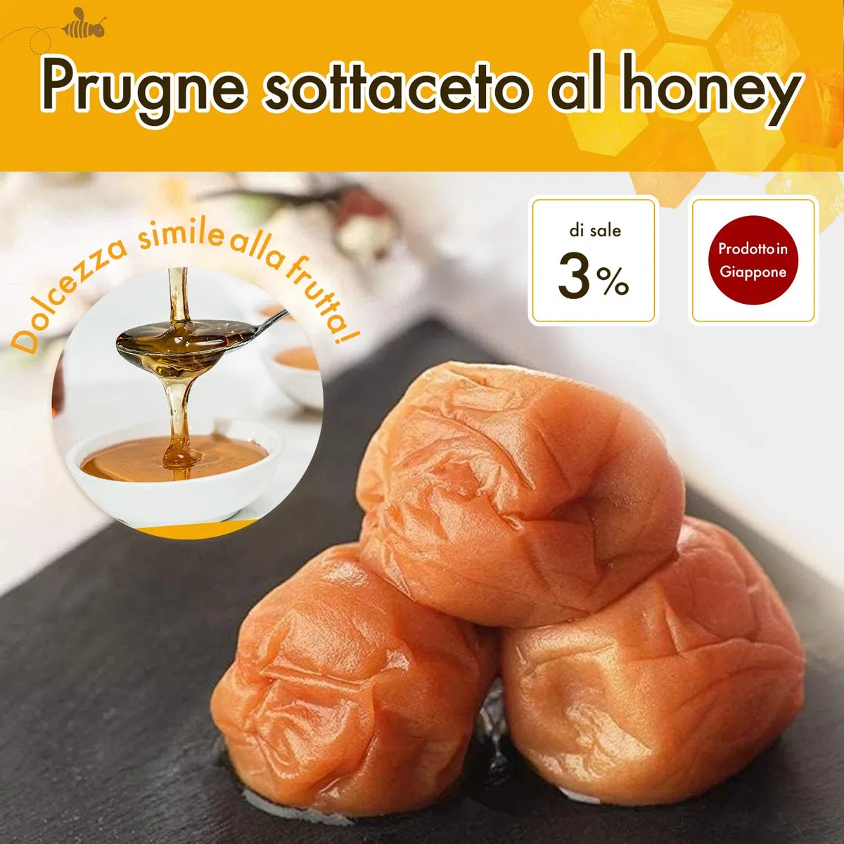 Umeboshi giapponesi in Honey - Grandi umeboshi in salamoia. Prugne Nanko Ume sottaceto Giappone, prodotte in Giappone, 14,1 oz [Elegante dolcezza, Ridotto sale 3%] (400 g (400 g x 1 confezione))