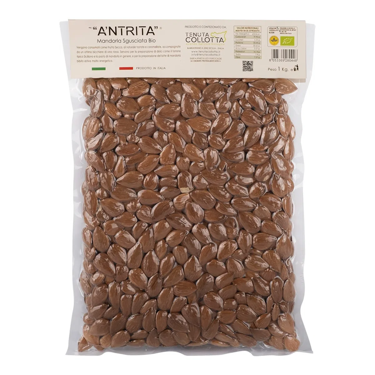 A'Ntrita® - Mandorle Sgusciate Bio 1 Kg - 100% Italiano - Prodotto in Sicilia