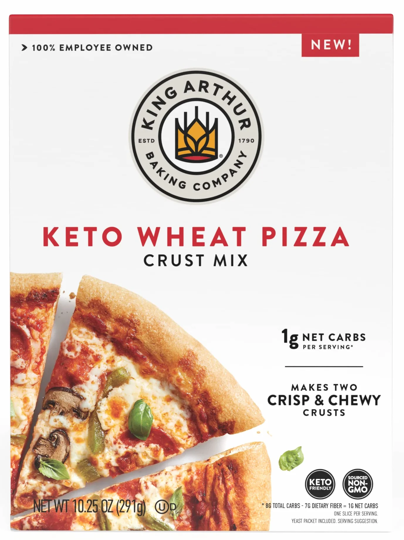 King Arthur Mix di crosta per pizza cheto da forno, 1 g di carboidrati netti per porzione, a basso contenuto di carboidrati e cheto, 291 g