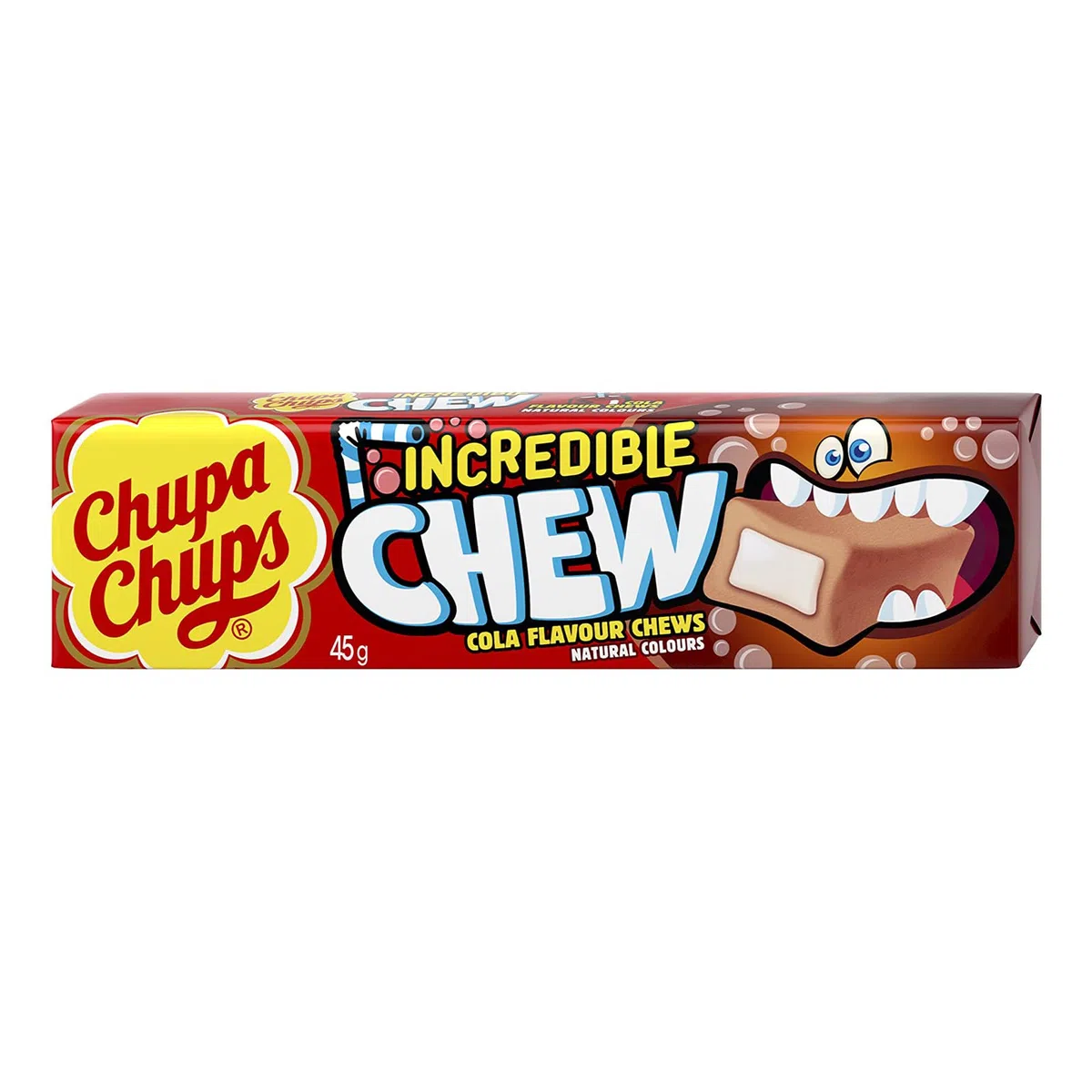 Chupa Chups Incredible Chew Cola, Gusto Cola, Caramelle Morbide, Confezione da 20 Stick, Incredibile Esplosione di Gusto