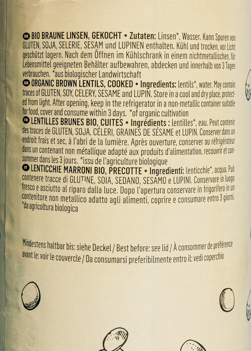 KoRo – Lenticchie marroni bio in scatola 12 x 240 g – Pronte da consumare – Per zuppe, primi e in creme – Vegan