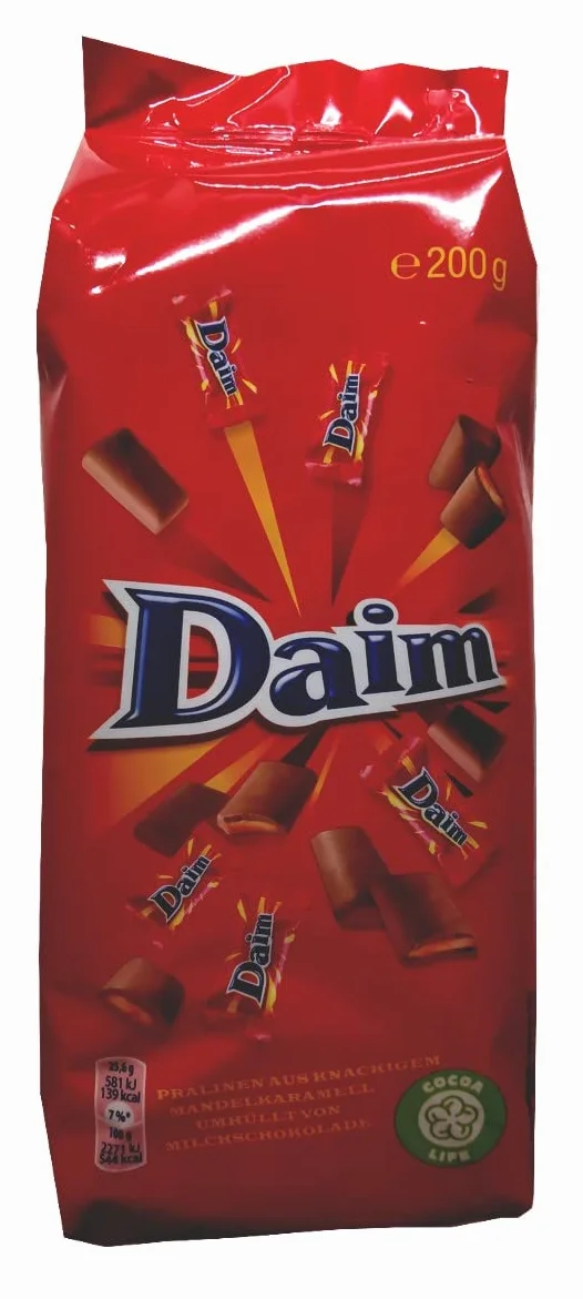 Cioccolatini Daim, confezione da 3 x 200 g - caramello croccante alle mandorle avvolto nel miglior cioccolato al latte - a base di ingredienti naturali