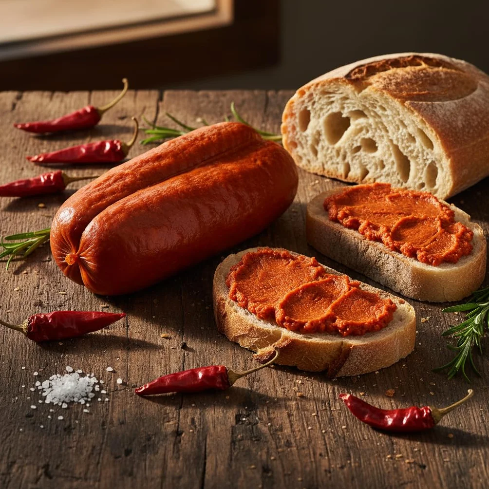 Valle del Crati Nduja Calabrese di Spilinga 1.5kg, Nduja Piccante sottovuoto prodotta in Calabria, Salume Artigianale di puro suino, 3 Pezzi (1500 gr)