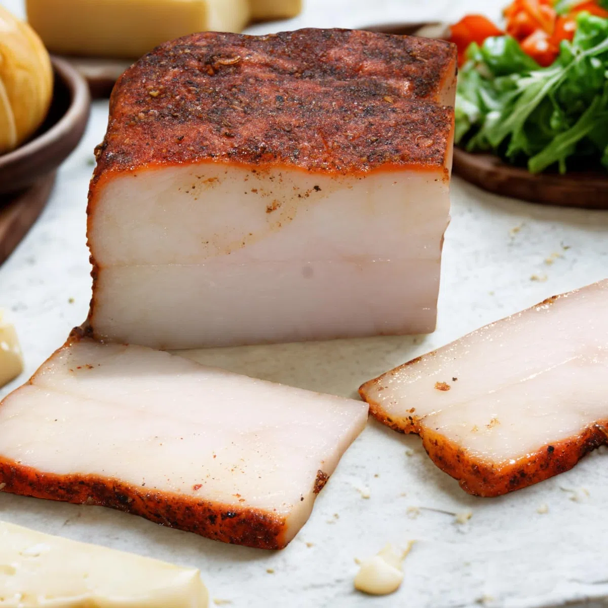 Lardo Artigianale Calabrese 300g - Grasso Stagionato Casereccio della Calabria - Prodotto Tipico con Spezie + 4 Bruschette Locali a Lievitazione Naturale in Omaggio per Aperitivo