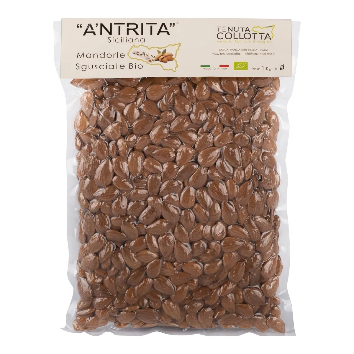 A'Ntrita® - Mandorle Sgusciate Bio 1 Kg - 100% Italiano - Prodotto in Sicilia