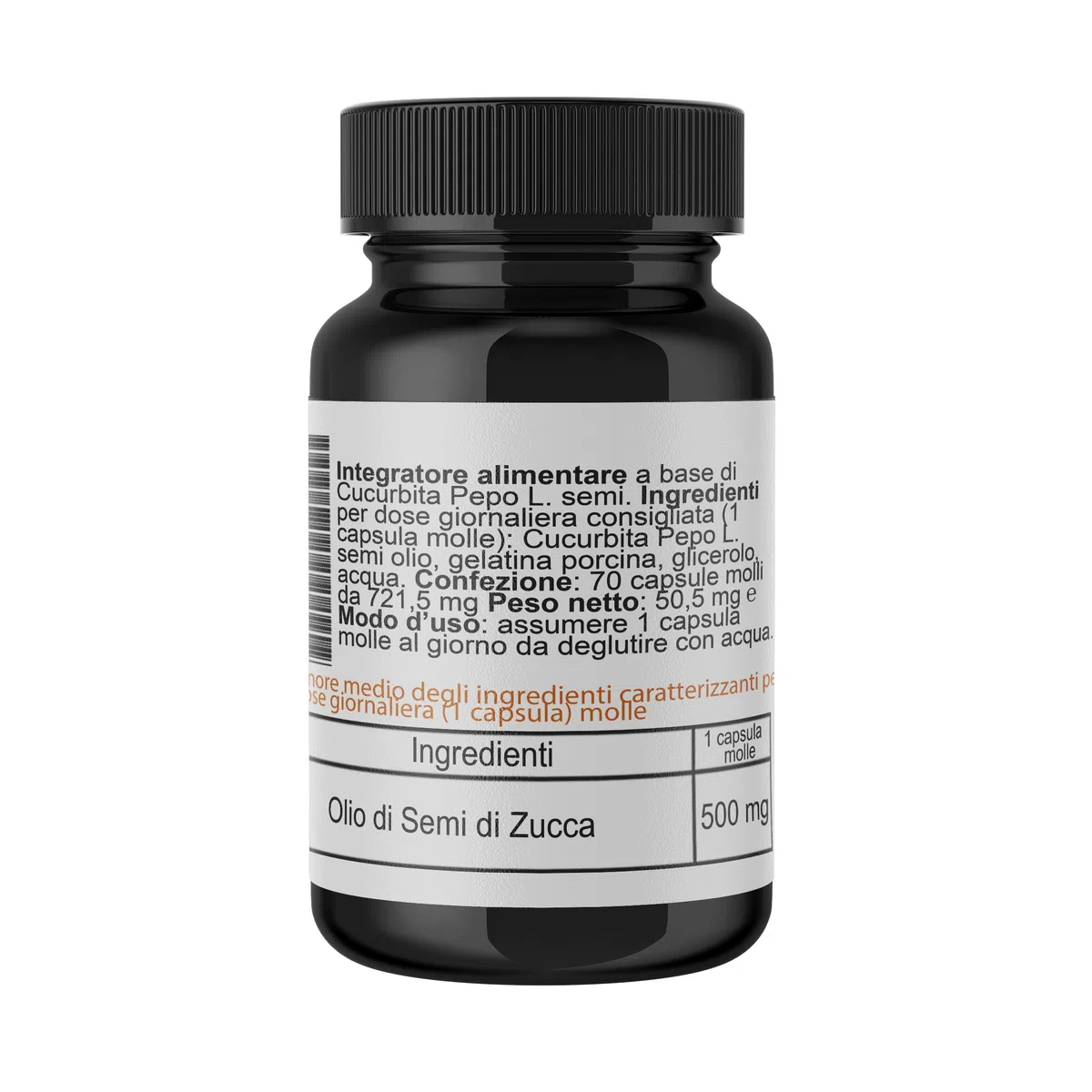 Semi Di Zucca 70 Perle | Softgels con Olio Spremuto a Freddo ricco in Acido Linoleico Acido Oleico Omega 3-6-9 | 1 Capsula Molle al Giorno