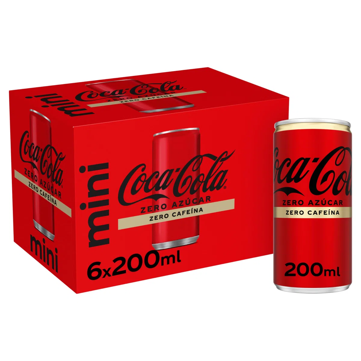 Coca-Cola Zero Zucchero Zero Caffeina - Bevanda alla cola senza zucchero, senza calorie, senza caffeina, confezione da 6 mini lattine 200 ml