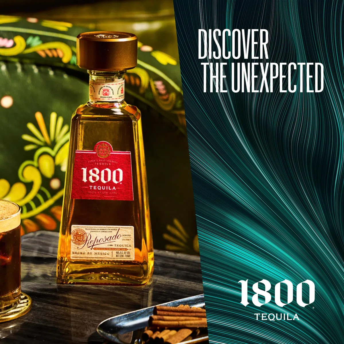 1800 Reposado 70cl - Tequila premium 100% Blue Agave invecchiato in botte. Note di caramello e spezie. 38% vol.