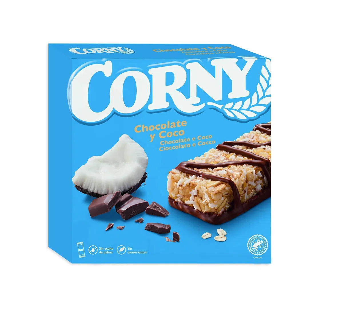 4X Corny Barrette di Cereali con Cioccolato al Latte e Scaglie di Cocco 150g