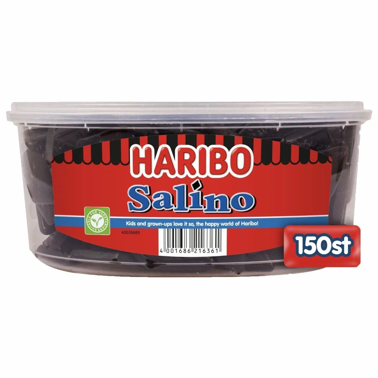 Haribo Salino, Bastoncini di Liquirizia, Dolciumi, 150 Pezzi, Barattolo da 1200g